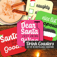 Assorted Satirical Christmas Paper Coaster Set