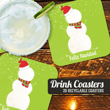 Feliz Navidad (Snowman) Christmas Coaster Set