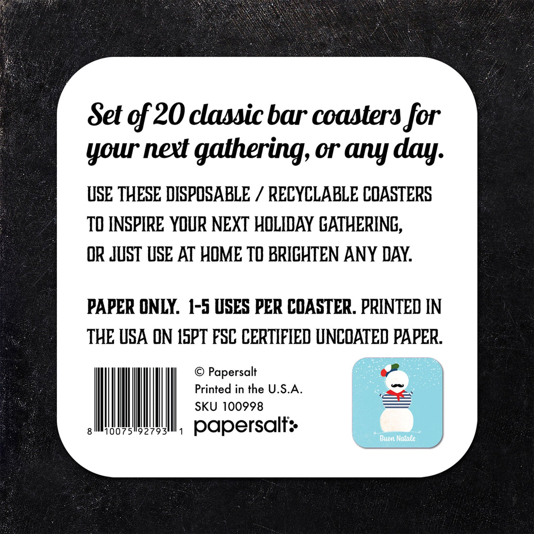 Buon Natale (Snowman) Christmas Coaster Set