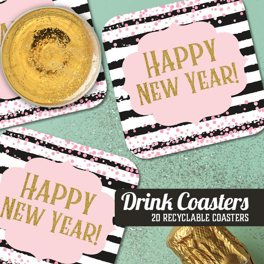 Happy New Year! Paper Coaster Set