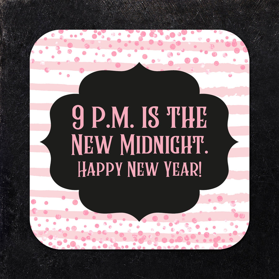 9 P.M. is the New Midnight! New Year's Coaster Set