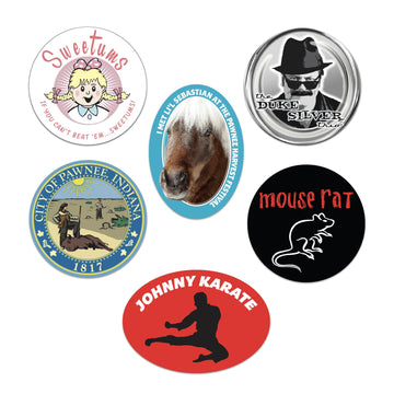 Pack of six Park and Recreation-themed stickers based on different episodes.