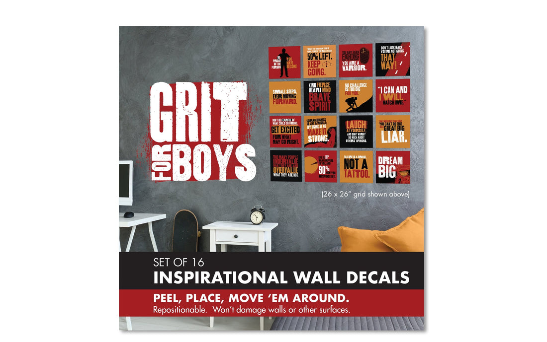 grit for boys inspirational wall decal set cover packaging