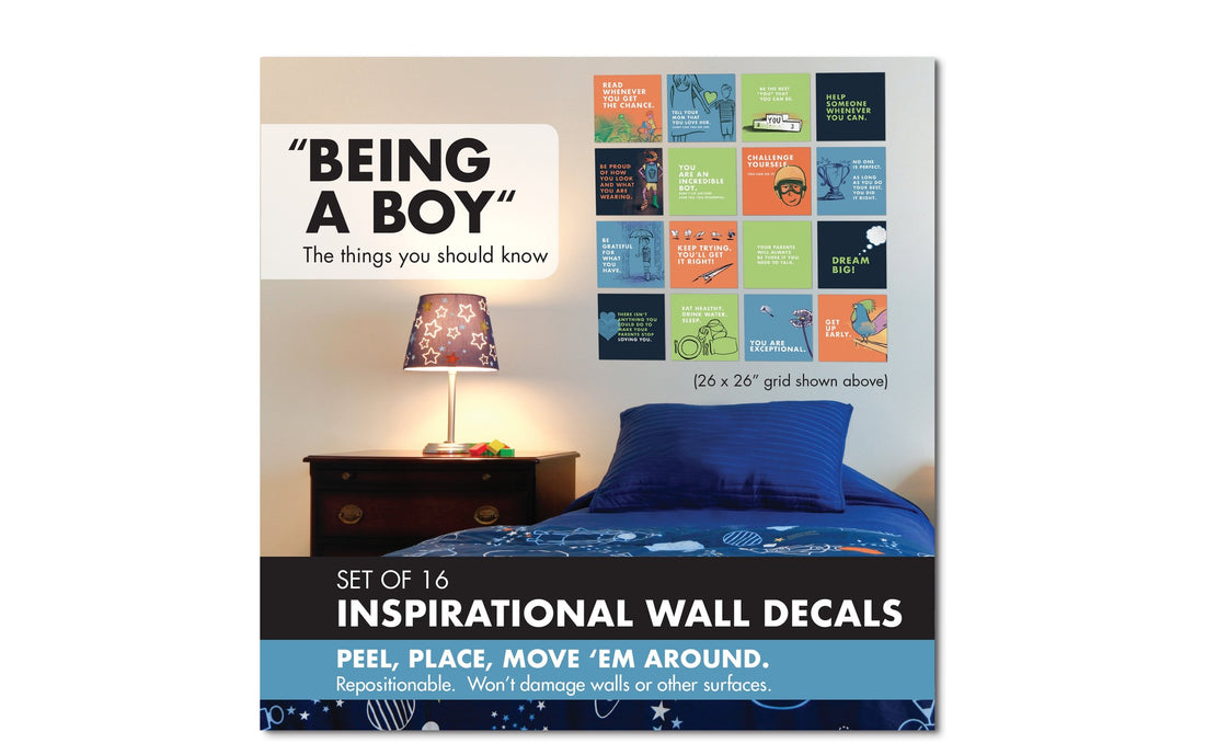 being a boy inspirational wall decal set cover packaging