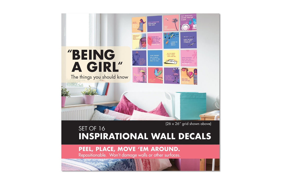 being a girl inspirational wall decal set cover packaging