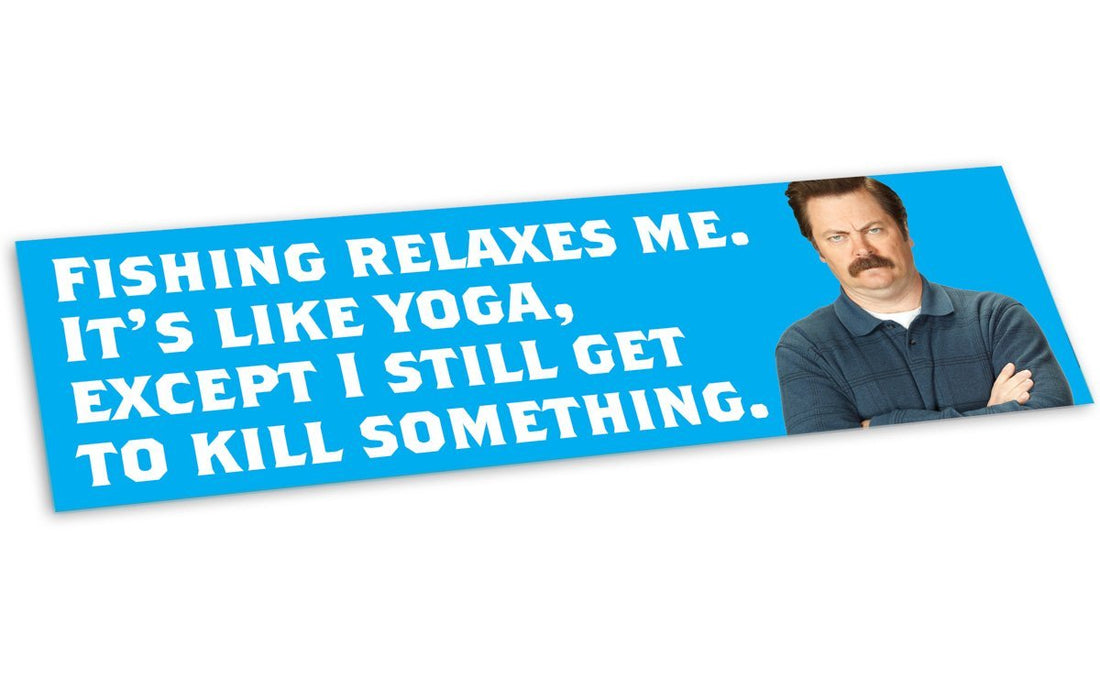 Ron Swanson "Fishing Relaxes Me" Bumper Sticker - Official Parks and Rec Merch