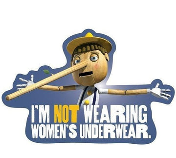 Pinocchio "I'm NOT Wearing Women's Underwear" Vinyl Sticker - Official DreamWorks Shrek Merchandise