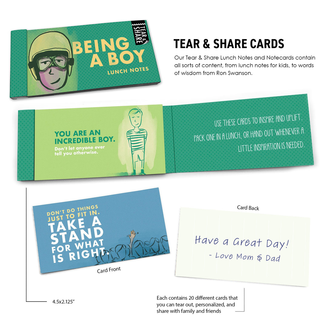 Tear and Share Lunch Note Bundle for Boys - Lunch Notes for Kids
