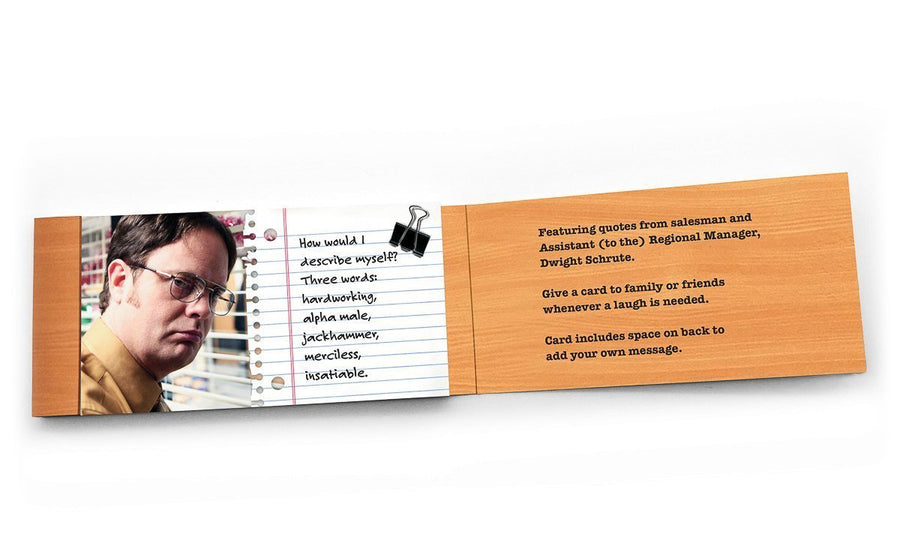 An image of quotes and imagery from our Dwight Shrute “Notes of Wisdom” mini quote notebook. 