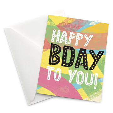 Birthday Card: Happy BDay - Multicolor Texture