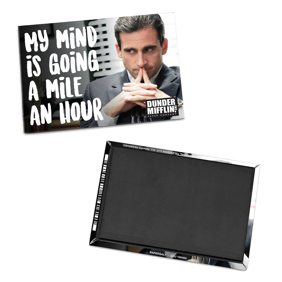 An image of our “My Mind is Going a Mile an Hour” Michael Scott Quote Magnet.